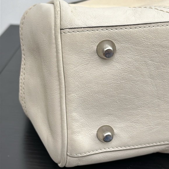 Coach F11682 Hampton Ivory Canvas Leather Stripe Satchel Carryall Tote Handbag - Picture 7 of 14